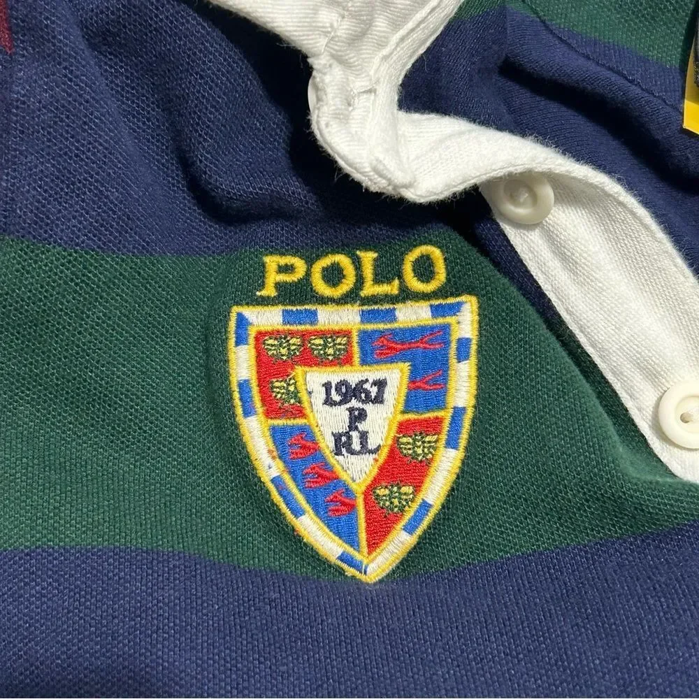 Polo Ralph Lauren Girl's Striped Stretch Mesh Rugby Dress Large Preppy Academia